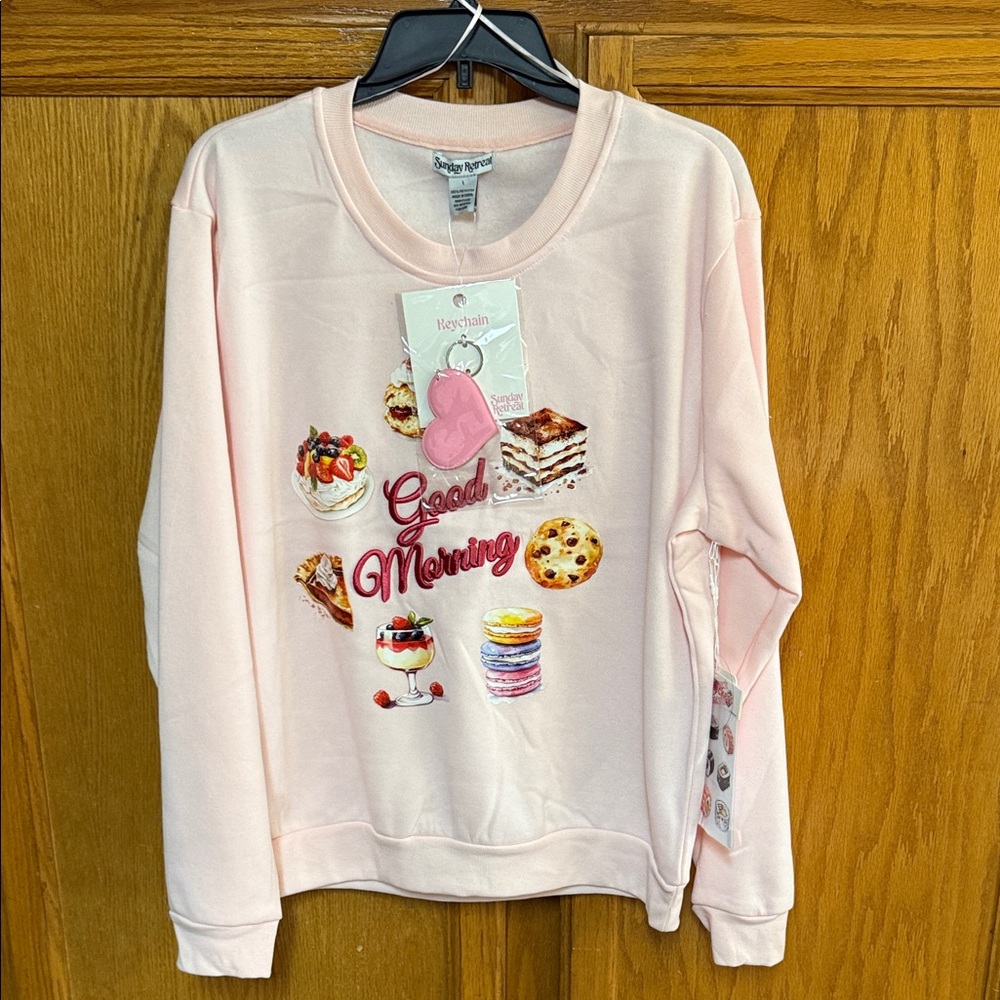 Light Pink Breakfast Graphic Crewneck